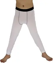 [Lanbaosi] Boys & Girls Compression Pants Base Layer Leggings Soccer Basketball Running Tights White