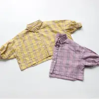 在飛比找momo購物網優惠-【橘魔法】蝙蝠袖 寬鬆 棉麻格子 長袖襯衫 (薄長袖 防蚊 