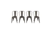 4x Kitchen Dining Chairs Stackable Vintage Metal Chair Backrest Side Chair