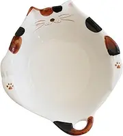 Didiseaon Bowl Japanese Style Ceramic Salad Bowl Large Capacity Cartoon Food Bowl for Breakfast Snack Fruit Storage Adorable Kitten Pattern Bowl