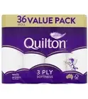 Quilton 3 Ply Toilet Paper 180 Sheets (Premium Soft Bathroom 11x10cm) Pack of 36