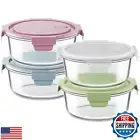 8 PCS Glass Meal Prep Containers with Lids, Airtight 4 Cup Glass Storage Cont