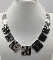 Chico’s Square Hammered Silver Necklace NEW