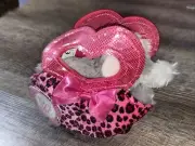 Aurora Mini Fancy Pals Pink Black Leopard plush Bow elephant in Heart bag