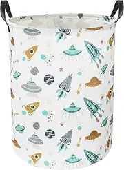 HKEC 19.7’’ Waterproof Foldable Laundry Basket,Baby Nursery Hamper,Dirty Clothes Hamper for Boys and Girls,Kids Toys/Books Bins, Gift Baskets, Room Decor(Spacecraft)