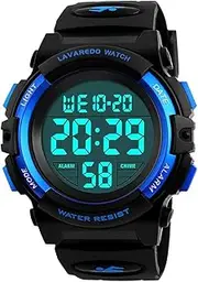 [A ALPS] Kids Watch,Boys Watch for 3-15 Year Old Boys,Digital Sport Outdoor Multifunctional Chronograph LED 50 M Waterproof Alarm Calendar Analog Watch for Children with Silicone Band,Kids Gift