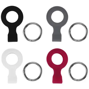 4 件裝鑰匙扣 Airtag 保護套,帶防丟失鑰匙扣的矽膠追踪器支架,用於 Airtag(黑色+白色+灰色+酒紅色)