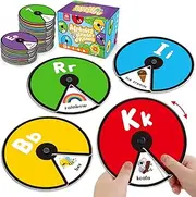 Coogam Interactive Alphabet Spinning Card for Toddler, ABC Letters Numbers Learning Game, Pattern Color Sight Words Educational Flashcard, Montessori Toy for Preschool 3 4 5 Year Old