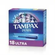 Tampax Pearl Ultra Absorbency Tampons 18 Count for All-Day Protection