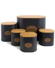 MegaChef 5pc Canister Set with Bamboo Lids NoSize NoColor