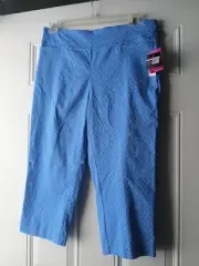 Kim Rogers Women's 12 Pull On Millenium Capri Tummy Control Pants Blue White