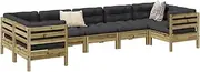 7 Piece Garden Sofa Set with Cushions Impregnated WoodPine Patio Bar Sets