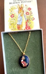 22K GP ENAMEL Beatrix Potter JEMIMA PUDDLEDUCK 16" Necklace NEW with box