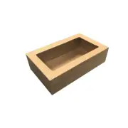 100x Disposable Cardboard Catering Grazing Box w Window Kraft Brown 258x150x80mm
