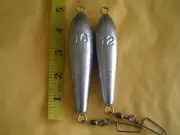 2 PCS. INLINE TROLLING SINKER 16, 12 OZ.W/#1/0 COASTLOCK CRANE SWIVEL, 1 EACH.