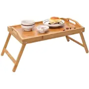 Bamboo Folding Tray Lap Food Breakfast Dinner in Bed Desk Serving TV Table Tray