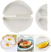 Easy Egg Breakfast Set,Microwaveable Microwave Omelet Pan and 2 Cavity Egg Poacher Set BPA Free Plastic Quick Egg Maker (White)