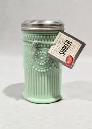 New Tablecraft Jadeite Glass Collection Sugar Shaker 9oz Stainless Steel