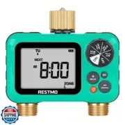 RESTMO Sprinkler Timer with Brass Inlet and Outlet, 3 Separate Programs Water