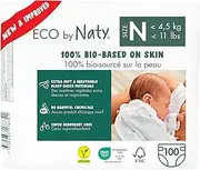 Eco by Naty Premium Disposable Diapers for Sensitive Skin, Size Newborn, 4 Packs of 25 (100 Diapers), 2.7 Kilograms