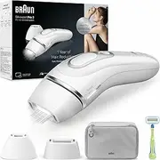 Braun Silk·expert Pro 3 Epilator with Light Pulses, Semi Definitive Hair Removal Alternative to Laser, Bag, Venus Razor, 2 Heads, White/Silver, PL3122