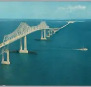 Sunshine Skyway Bridge, I-275 & Rt 19, Tampa Bay, St. Petersburg FL 60s Postcard