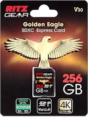 RG SDExpress Golden Eagle SDXC Express SD Card 256GB | SD 7.0 V30 A1 820/500 Mb/S Read/Write, Backwards Compatible, 3D, RAW, Burst Mode, 4K UHD Video |Extreme Speed| Bonus SDExpress Reader Included.
