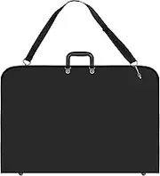 Black Spill-Resistant Art Artist Portfolio Sketching Supplies Case A2 Size with Reinforcing Plate & Shoulder Strap for Students, Designers. (28” x20”x1.5”)