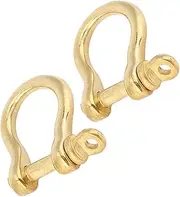 2Pcs D Ring Shackle Pure Brass Screw Pin Anchor Shackle Bow Shackle U Type Fob KeyHook, 10mm