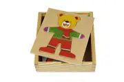 Kaper Kidz Wooden Dressing Bear Boy Puzzle - Dress-Up Puzzle Toy for Kids