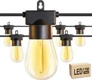 Outdoor String Lights 11M, 10+1 S14 LED Bulbs, Waterproof Plug-in, 2700K Warm White