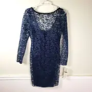 Women's NWT Aidan Mattox Navy Blue Lace Evening Cocktail Dress Size 04