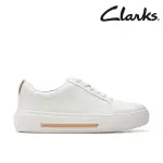 【CLARKS】女鞋 HOLLYHOCK WALK 低調百搭圓頭厚底輕量板鞋 休閒鞋 小白鞋(CLF76308C)