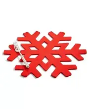 The Cellar Holiday Snowflake Placemat Set of 4 ~ 13.8"Dia. ~ Red ~ Christmas NWT