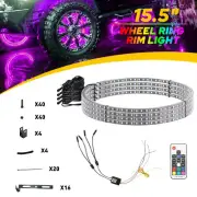 4x 15.5" Double Row LED Wheel Ring Rim Lights RGB Color Bluetooth APP Remote EXD
