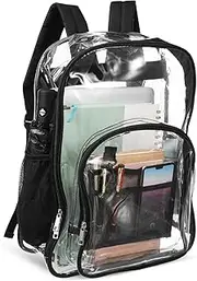 Alipis Clear Backpack for Stadium Events Transparent Book Bag Ergonomic Straps and Organizational Pockets Comfortable Double Shoulder Straps for School Travel and Work
