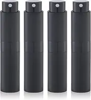 Lulupack Travel Perfume Bottle Refillable - Cologne Spray Atomizer Mini - Small Travel Size Sprayer Empty for Refill Sample Container - Portable Fragrance Decant Dispenser for Men Women 8ml 4PCS Black