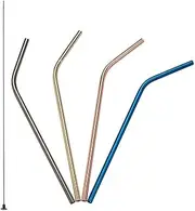 [Lurch] 240992 Stainless Steel Drinking Straws Curved 21.5 cm Length Set of 4 with Cleaning Brush, 18/8