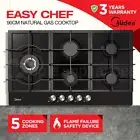 Midea 90cm Gas Glass Cooktop with 5 Burners Black