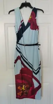 Gorgeous Ted Baker London Pale Blue Kaetii Flowered Lattice Dress, UK 2 US 4