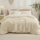 EMME Cotton Blanket King Size for Bed Soft Muslin King, 01 - Light Tan