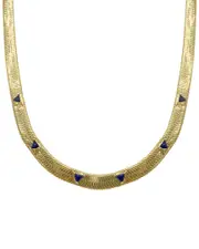 st. Moran 18K Plated 3.00 ct. tw. Sapphire Trillion Cut Herringbone Chain Necklace