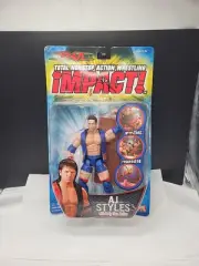2005 NWA TNA Impact Marvel AJ Styles Wrestling Figure WCW WWE WWF Blue Card