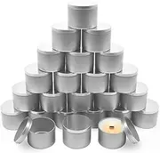 [YJHSS] Candle Tins 8 OZ, Set of 24 Premium Matte Full Silver Candle Jars for Candle Making, 8oz Candle Tin with Lids for Candle Making, Bulk Empty Candle Containers for Small Business - Silver