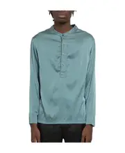 half-button silk shirt S,L,M,XXL Green