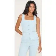 Light Blue Tie Back Denim Top, Light Blue