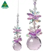 Crystal ball suncatcher gift pink mauve tones, crystals & suncatchers made in AU