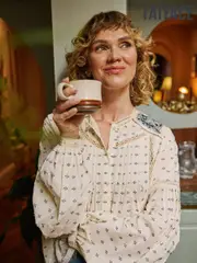 FatFace Cream Fern 100% Cotton Embroidered Blouse (E80123) | $127