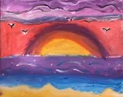 “Sunset”, Original Painting On Stretched Canvas Acrylic Abstract
