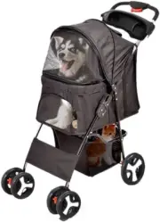 4 Wheels Pet Stroller Dog Cat Cage Puppy Pushchair Travel Walk Carrier Pram Blac